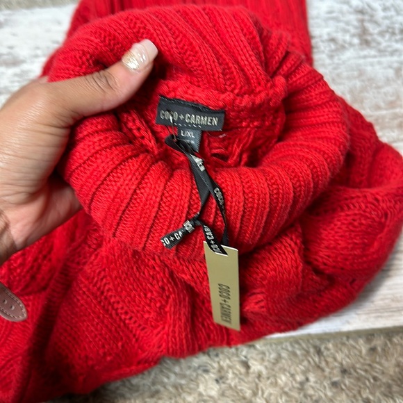 Coco & Carmen Viola Cable Knit Turtleneck Sweater Size L/XL NWT - Picture 2 of 6